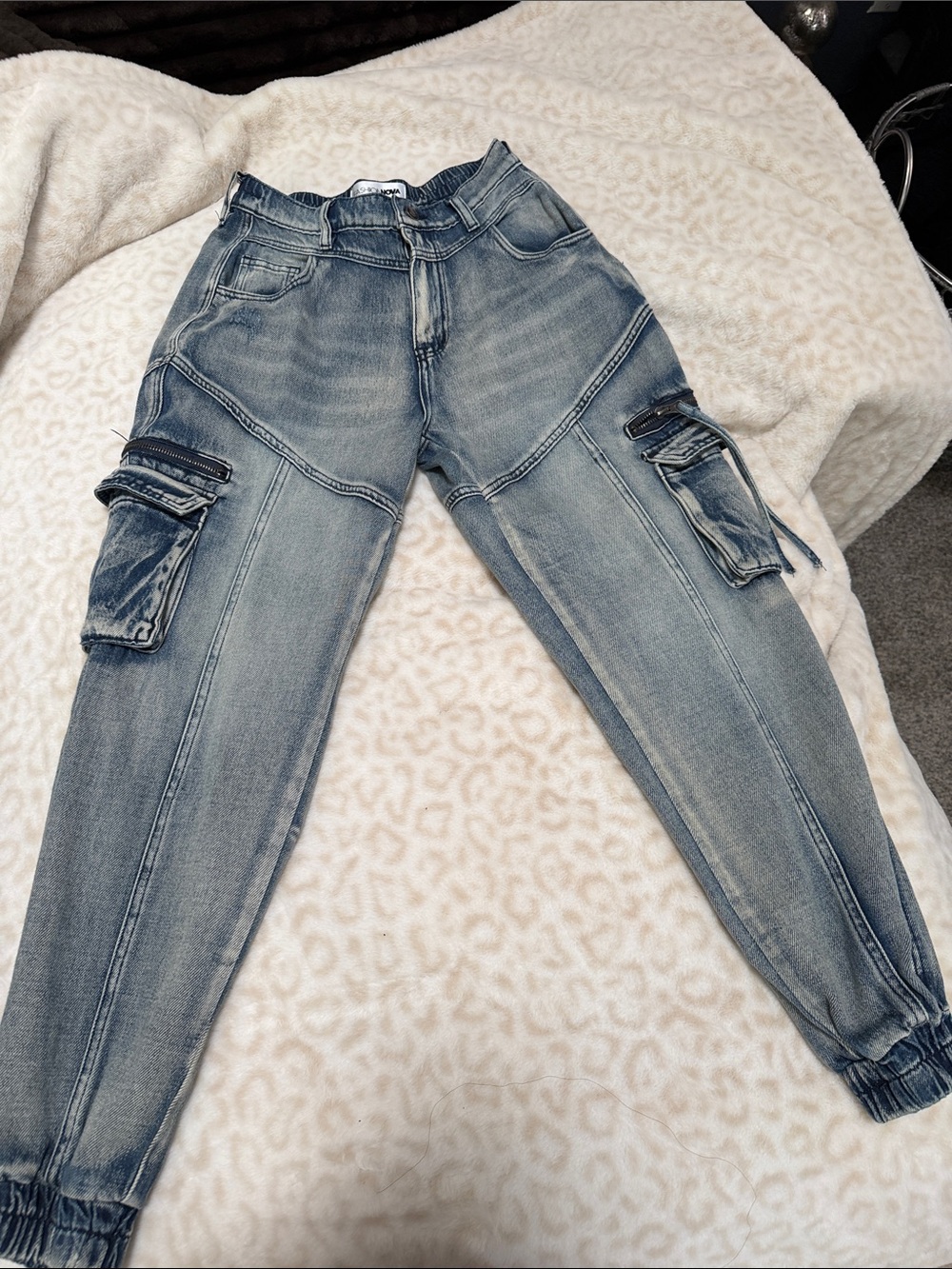 Fashion Nova Light Blue Cargo Boyfriend Jeans